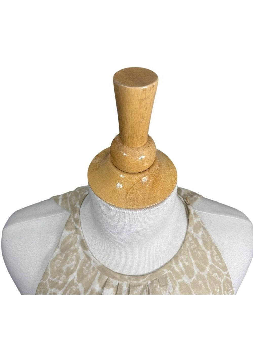 NWT Carlisle Beige White Animal Print Halter Neck Silk Blouse US 10 - Picture 8 of 12
